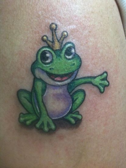 Cute King Frog Tattoo