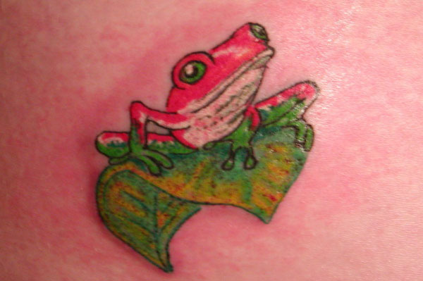 Cute Pink Frog Tattoo