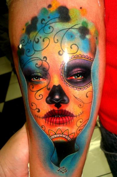 Day Of The Dead Latino Tattoo On Forearm