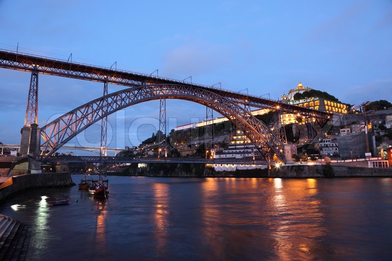 Dom Luis Bridge In Porto Night View