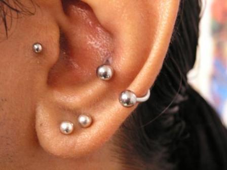 Double Lobe And Circular Lobe Outer Conch Piercing