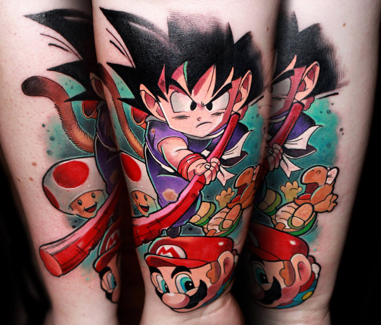 Dragonball Vs Super Mario Tattoo By Lehel Nyeste