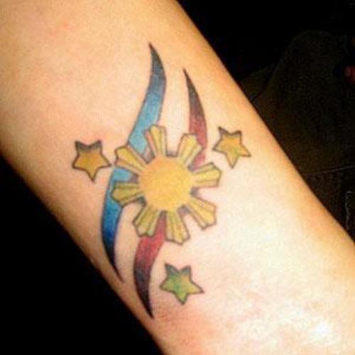 Filipino Flag Star Tattoo On Arm