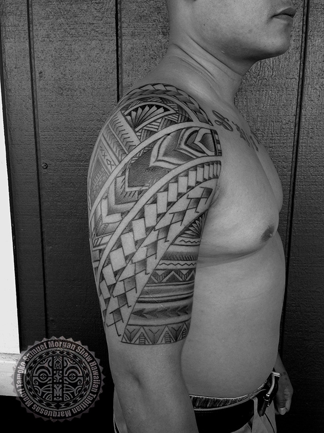 Filipino Polynesian Tattoo On Man Right Half Sleeve