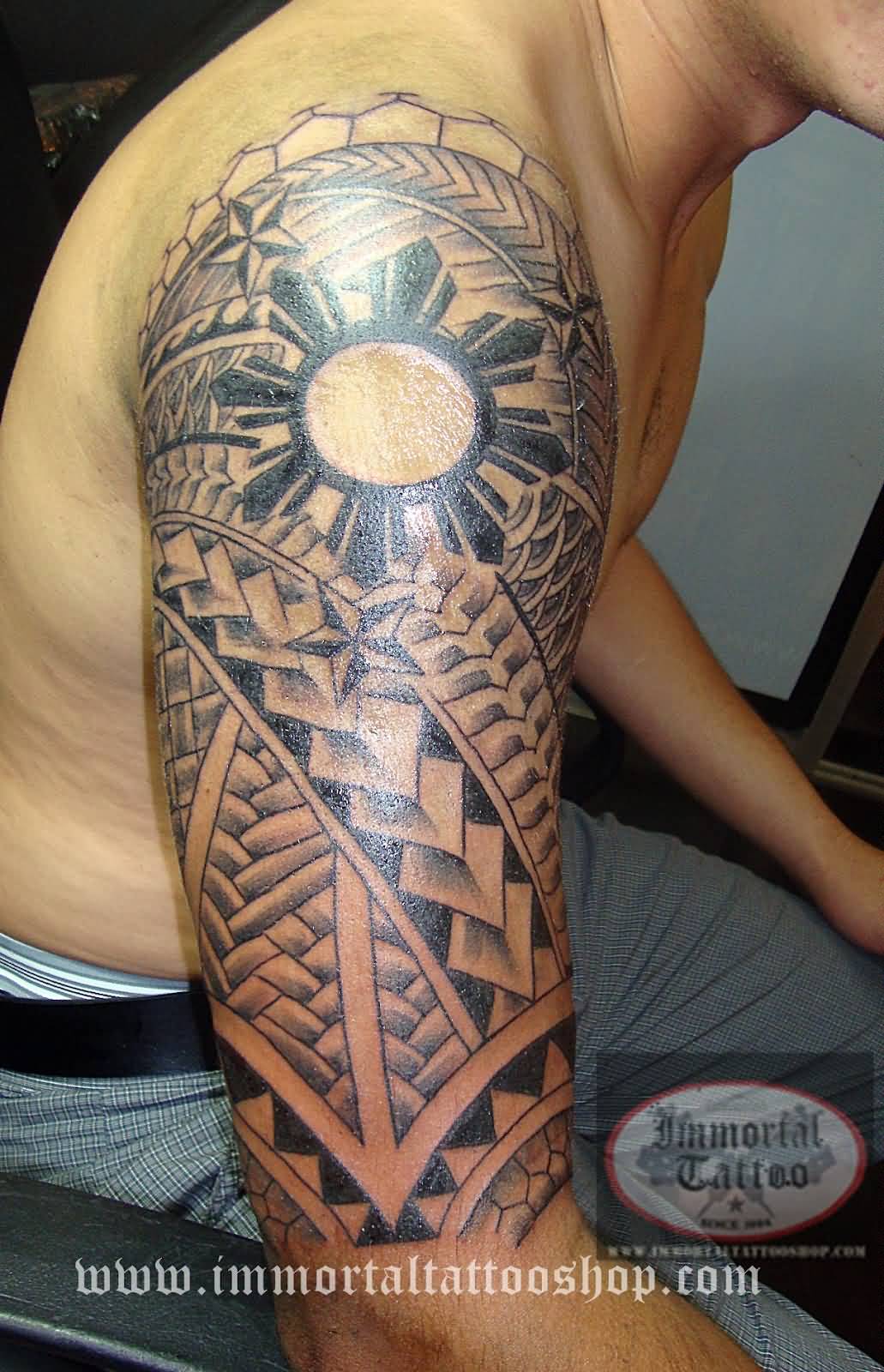 Filipino Tribal Tattoo On Right Half Sleeve
