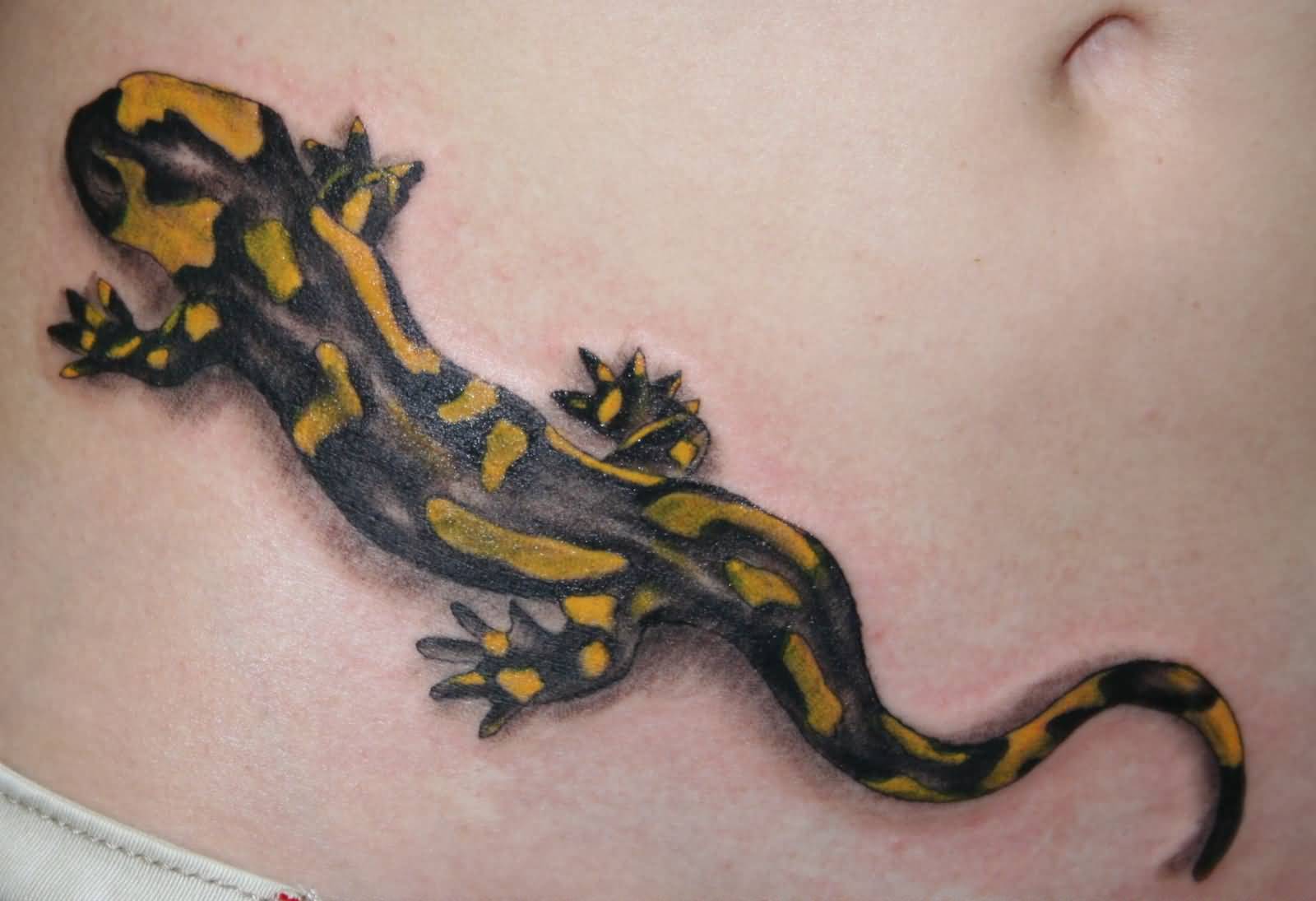 Fire Salamander Tattoo On Hip By 2Face Tattoo