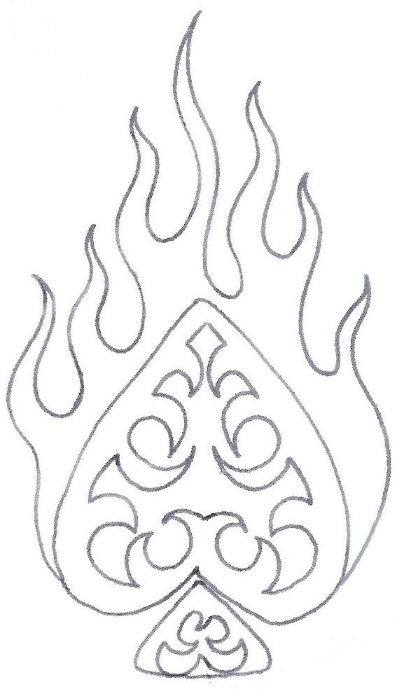 Flaming Ace Cards Spades Tattoo Design