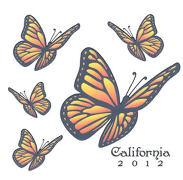 Flying Monarch Butterfly Tattoos Design Set