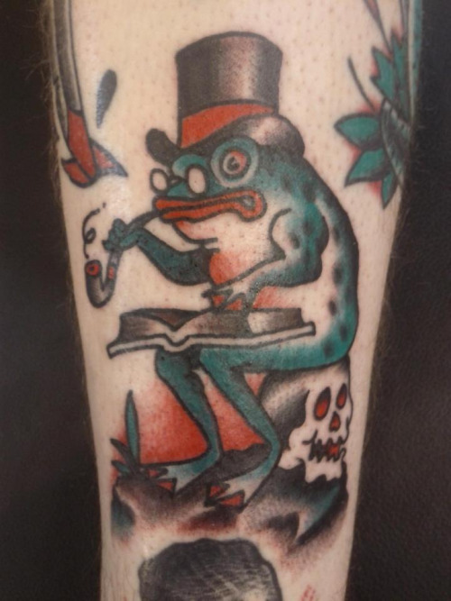 Frog Smoking Pipe Traditional Tattoo