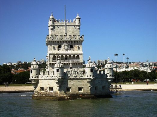 Front View Of Belem Tower Across The River