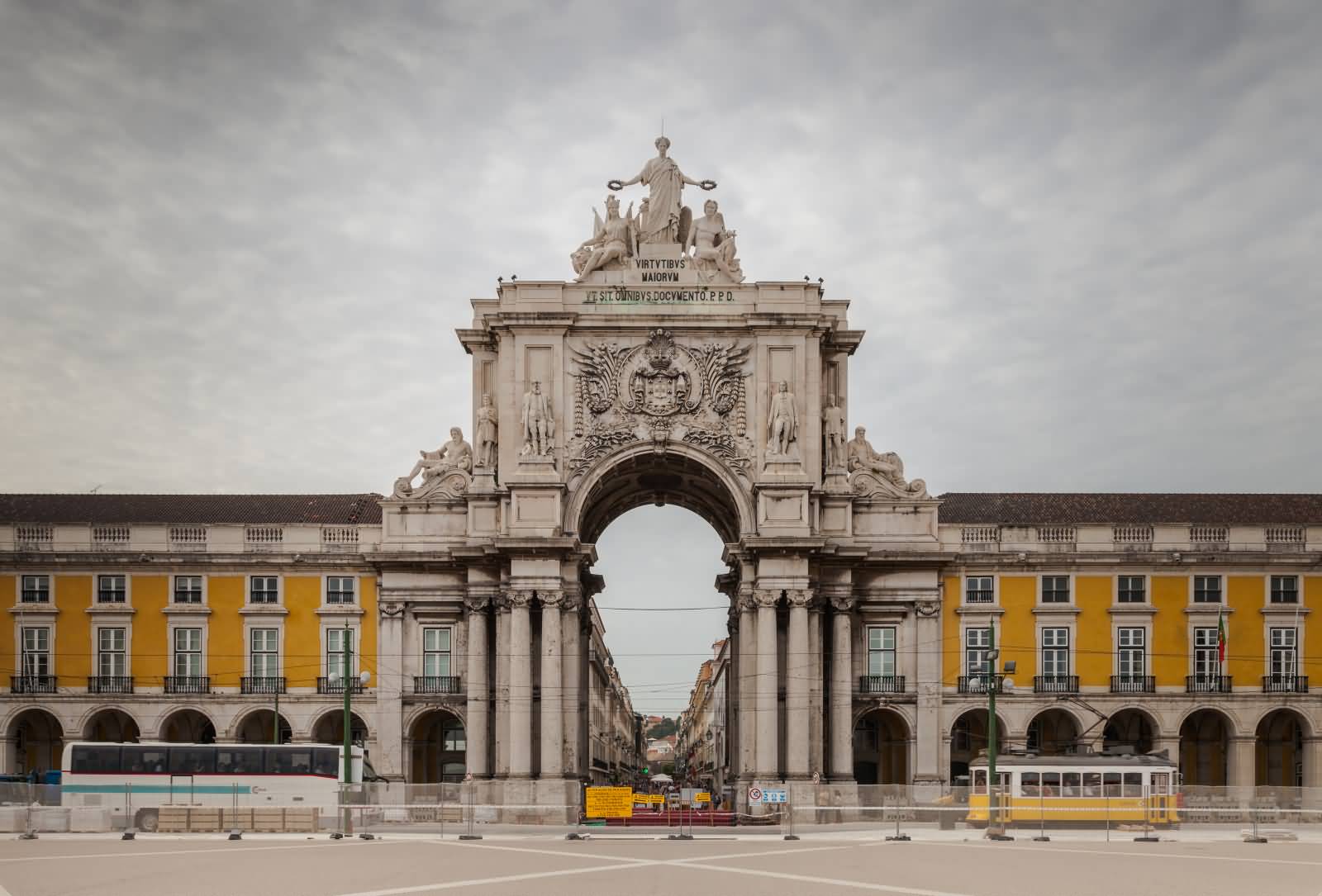 Front View Of Rua Augusta Arch In Lisboa, Portugal