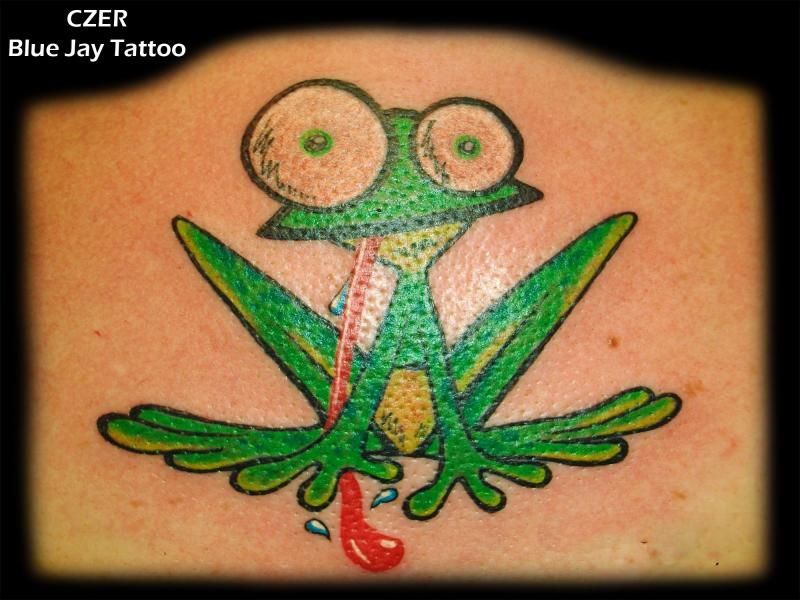 Funny Frog Tattoo On Back