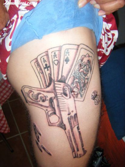 Gangster Latino Tattoo On Thigh For Women