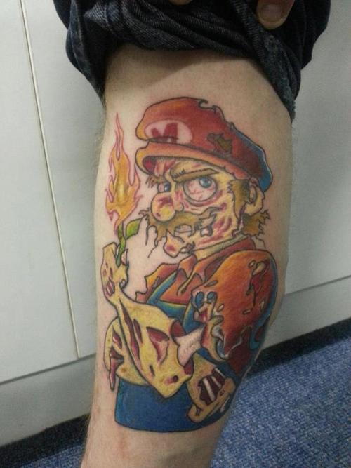 Ghost Mario Tattoo On Leg