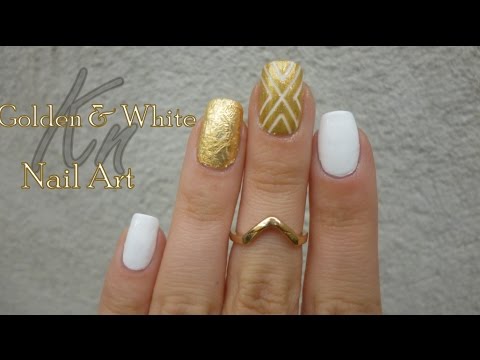 Gold And White Nail Art Design Idea