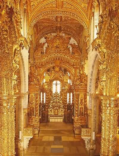 Golden Baroque In Sao Francisco Church At Porto, Portugal