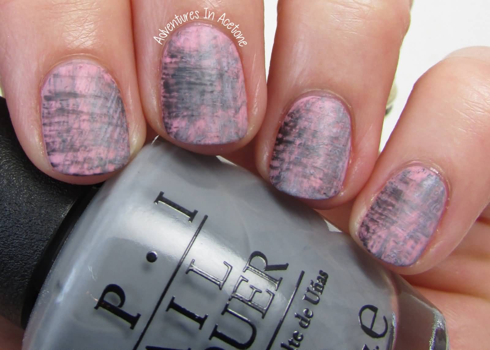 Gray And Pink Nail Art