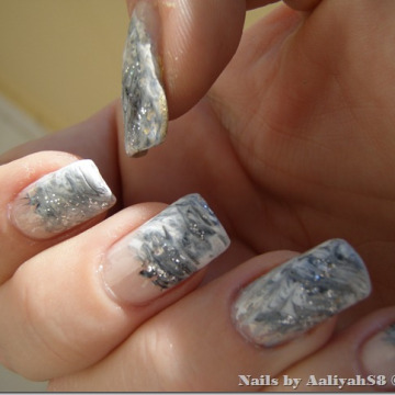 Gray And White Marble Nail Art