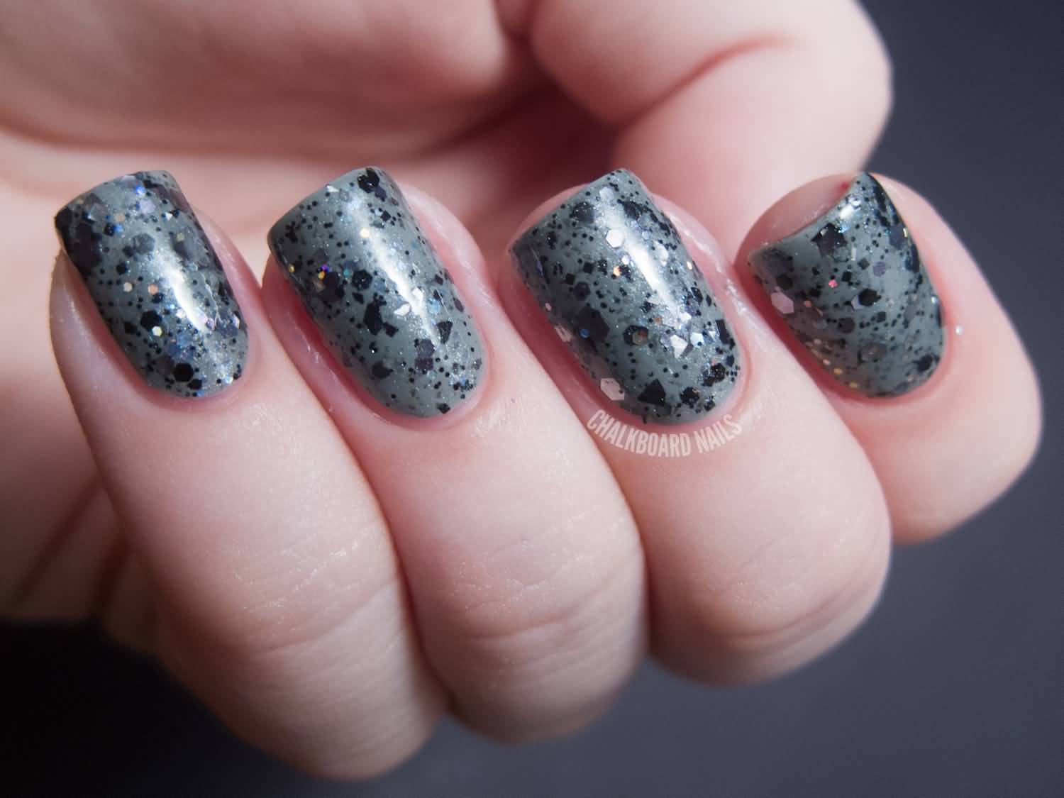 Gray Nails With Color Splatter Nail Design