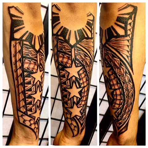 Great Filipino Polynesian Tattoo On Arm Sleeve