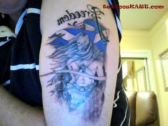 Great Scottish Warrior Tattoo On Half Sleeve