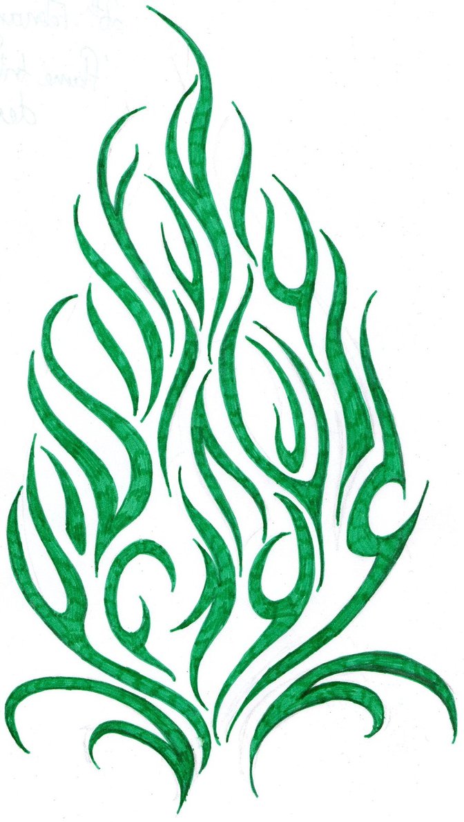 Green Tribal Flame Tattoo Stencil By Luke