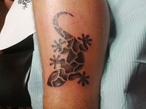 Grey Salamander Symbol Tattoo On Arm