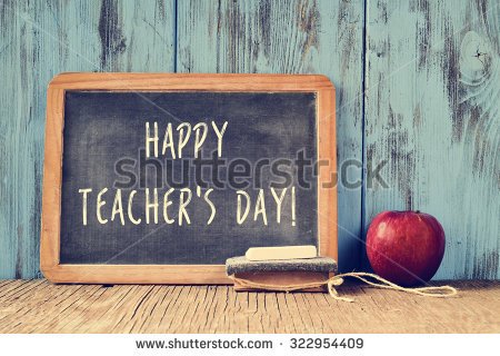 Happy Teachers Day Black Board With Apple Picture