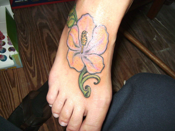 Hibiscus Flower Foot Tattoo