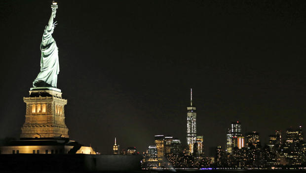 /Illuminated Statue Of Liberty At Night