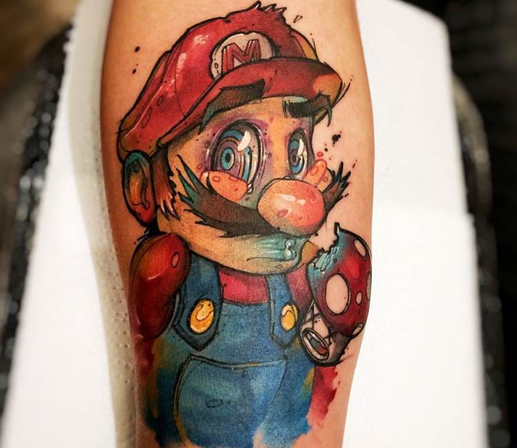 Impressive Super Mario Tattoo On Forearm By Felipe