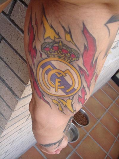 Inner Skin Real Madrid Logo Tattoo On Biceps