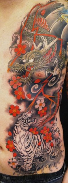Japanese Dragon Tattoo On Side Rib by Chris Garver