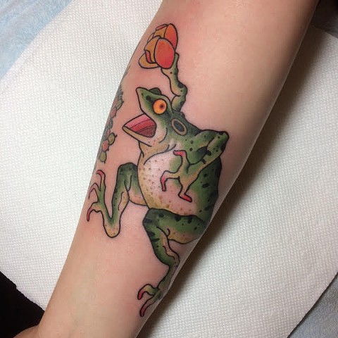 Japanese Frog Traditional Tattoo On Arm By Fran Massino