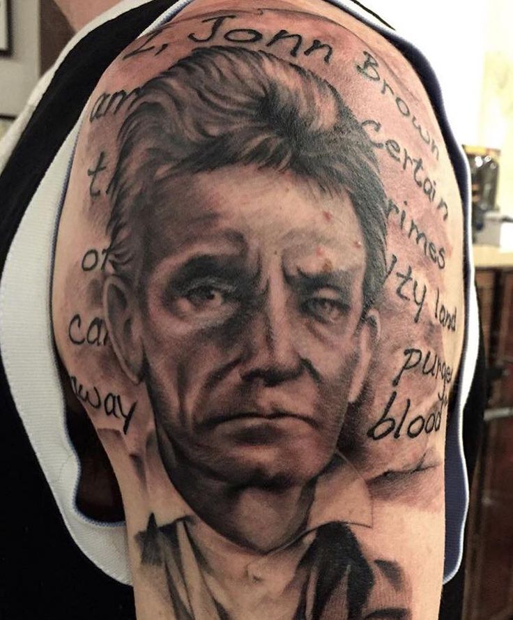 John Brown Portrait Historical Tattoo On Shoulder
