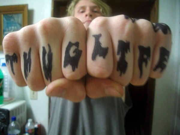 Knuckled Thug Life Tattoo For Boys
