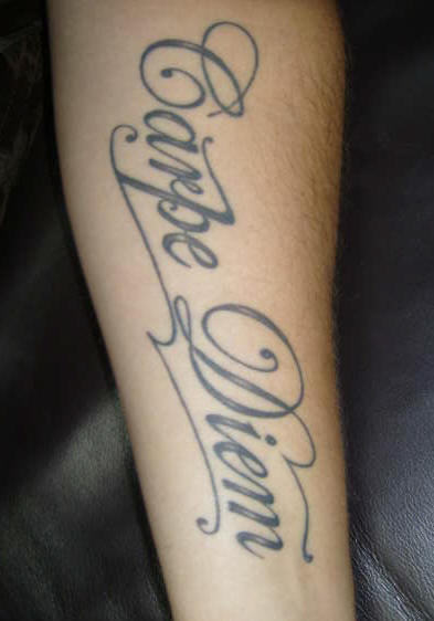 Latino Cape Diem Tattoo On Arm Sleeve
