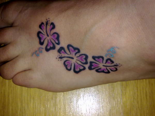 Left Foot Hibiscus Tattoo