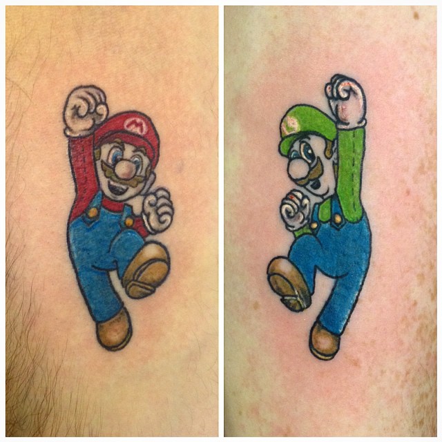 Little Super Mario Brothers Friendship Tattoo.