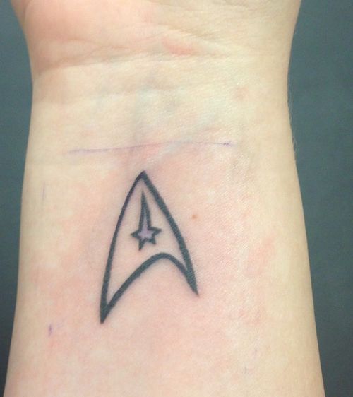 Logo Of Star Trek Tattoo On Wrist