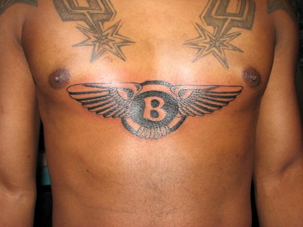 Man Chest Bentley Logo Tattoo For Men