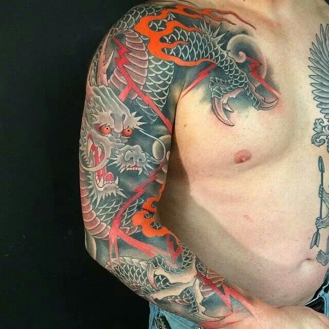 Man Right Sleeve Dragon Tattoo by Chris Garver