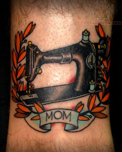 Memorial Sewing Machine Tattoo For Mom