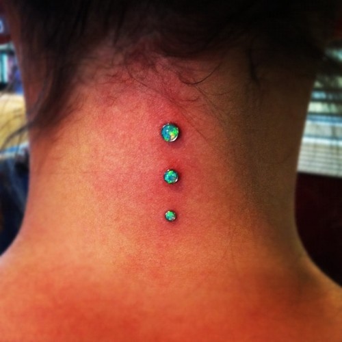 Microdermals Piercing On Nape For Girls