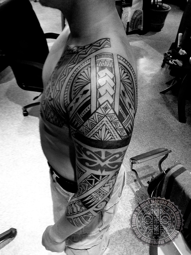 Mixed Filipino Polynesian Tattoo On Left Full Sleeve