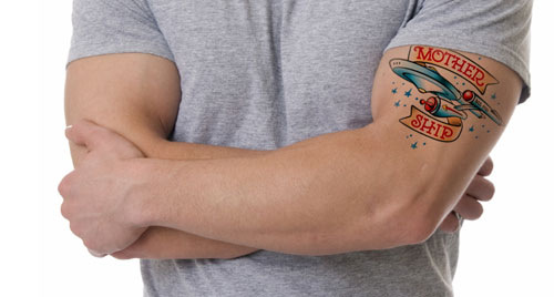 Mother Ship Star Trek Tattoo On Half Sleeve For Men