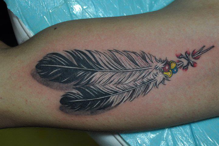 Native Feather Tattoo On Bicep