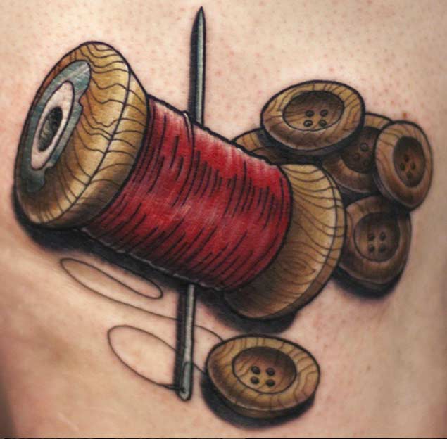 Needle And Thread Sewing Tattoo