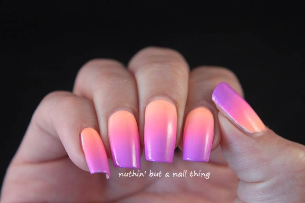 Neon Purple Gradient Nail Art