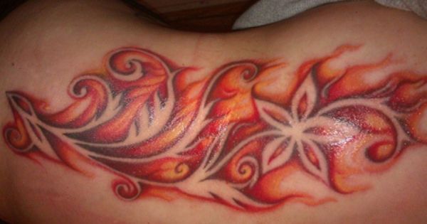 Nice Flaming Flower Tattoo
